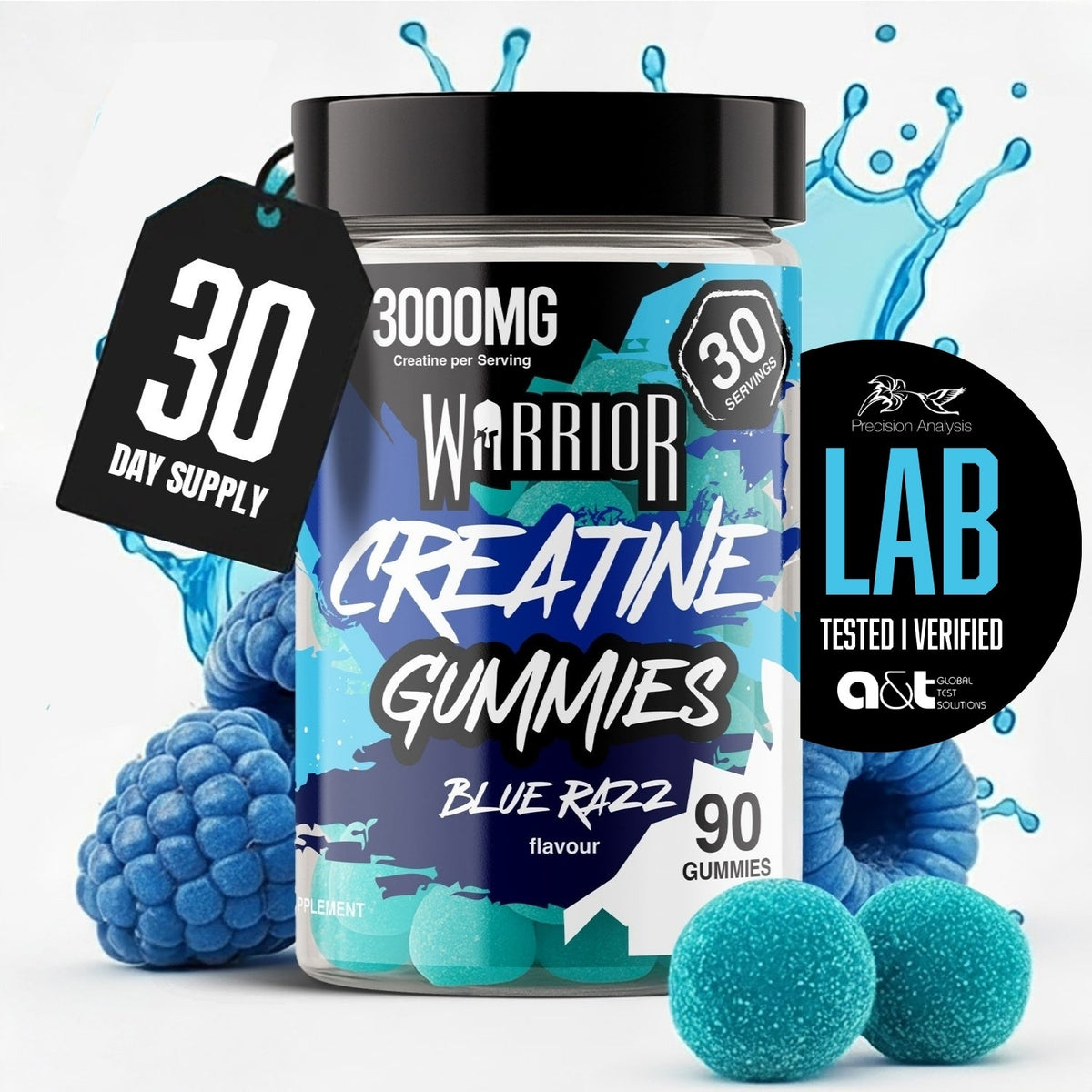 Warrior Creatine Gummies 90 Gummies Blue Razz