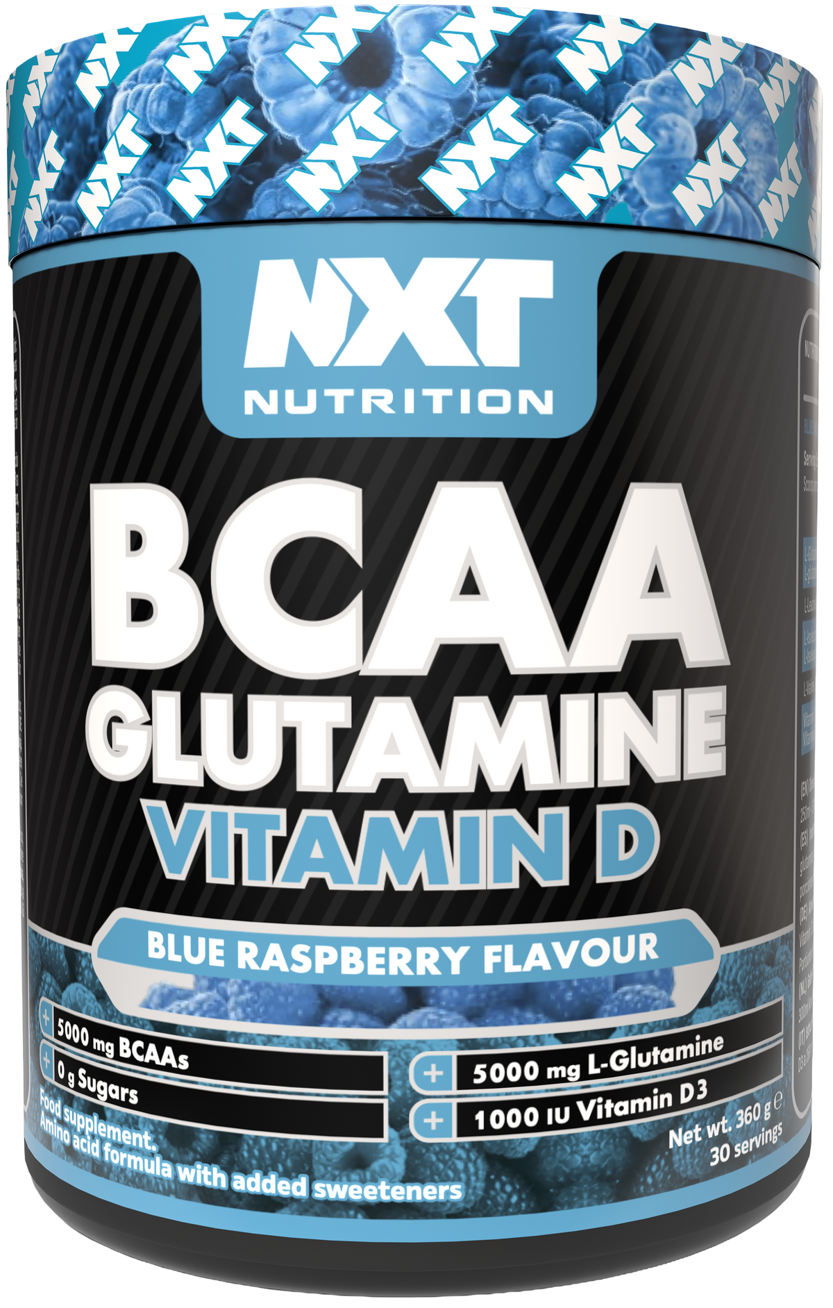 NXT Nutrition BCAA, Glutamine & Vit D 360g Blue Raspberry packshot