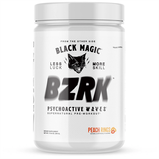 Black Magic BZRK Pre-Workout 487.5g - Peach Rings product packaging