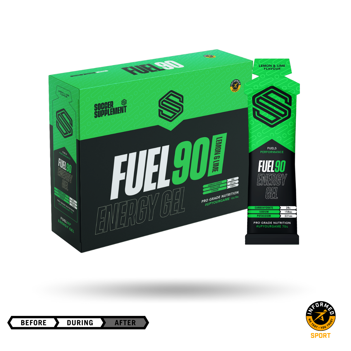 Soccer Supplement Fuel90 Energy Gel 12x70g - Lemon & Lime
