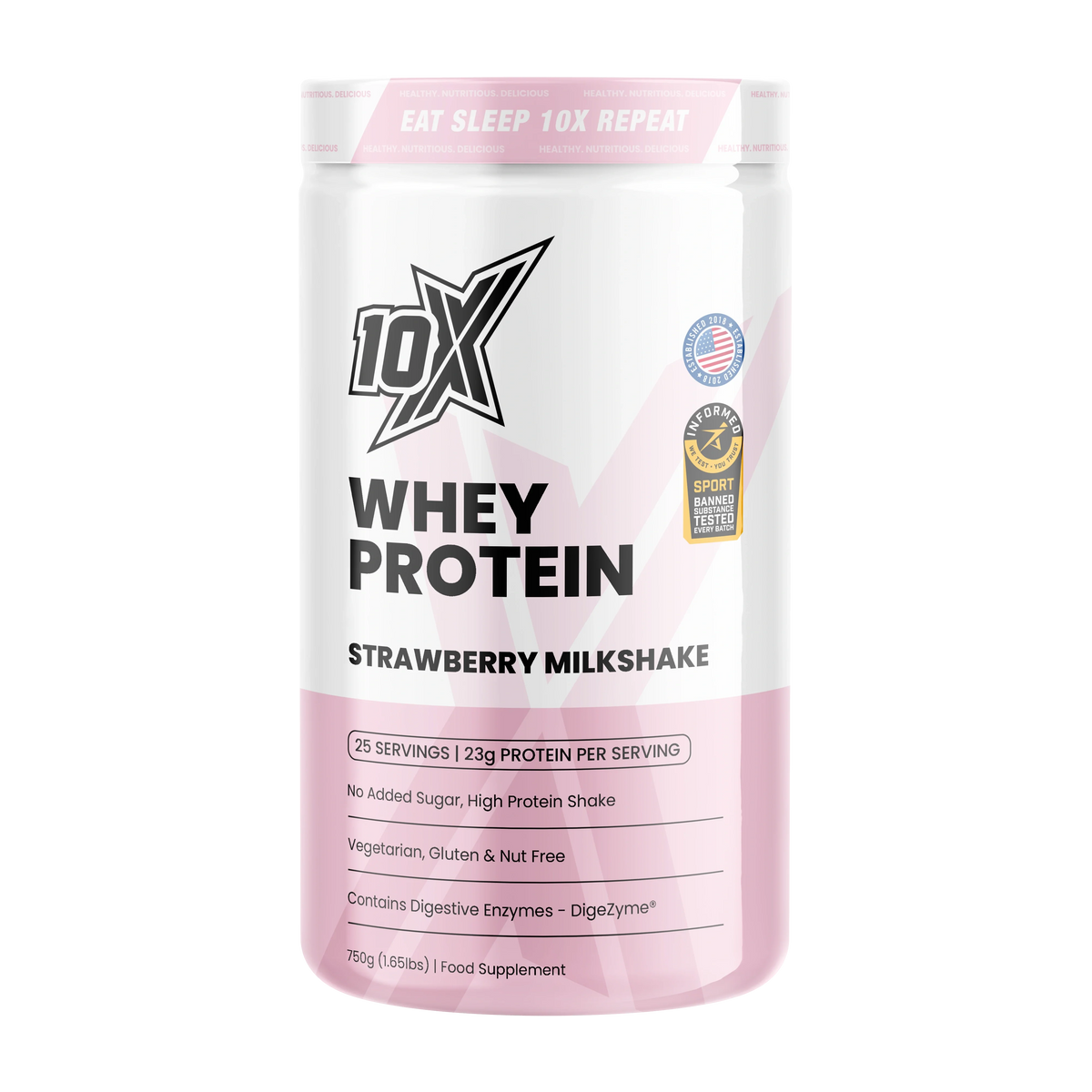 10X Athletic Whey Protein 750g Strawberry Milkshake packshot
