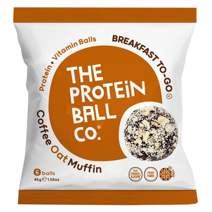The Protein Ball Co Protein + Vitamin Balls (Breakfast To-Go) 10x45g - Coffee Oat Muffin product packaging