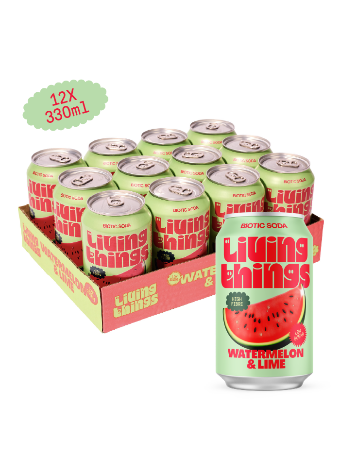 Living Things Prebiotic Soda 12x330ml - Watermelon & Lime Soda