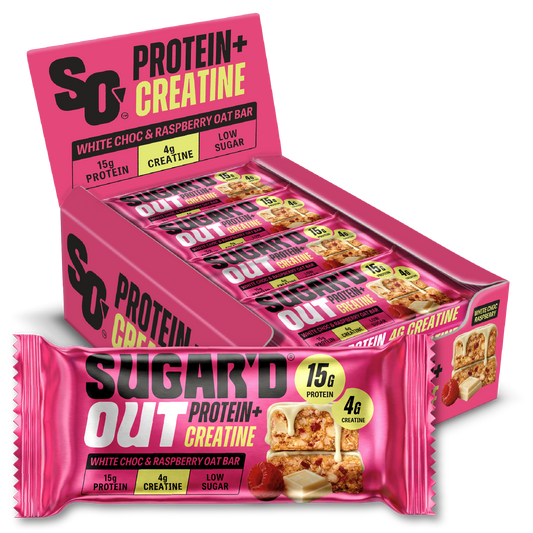 Sugar'd Out Protein + Creatine Oat Bar 12x68g White Choc & Raspberry