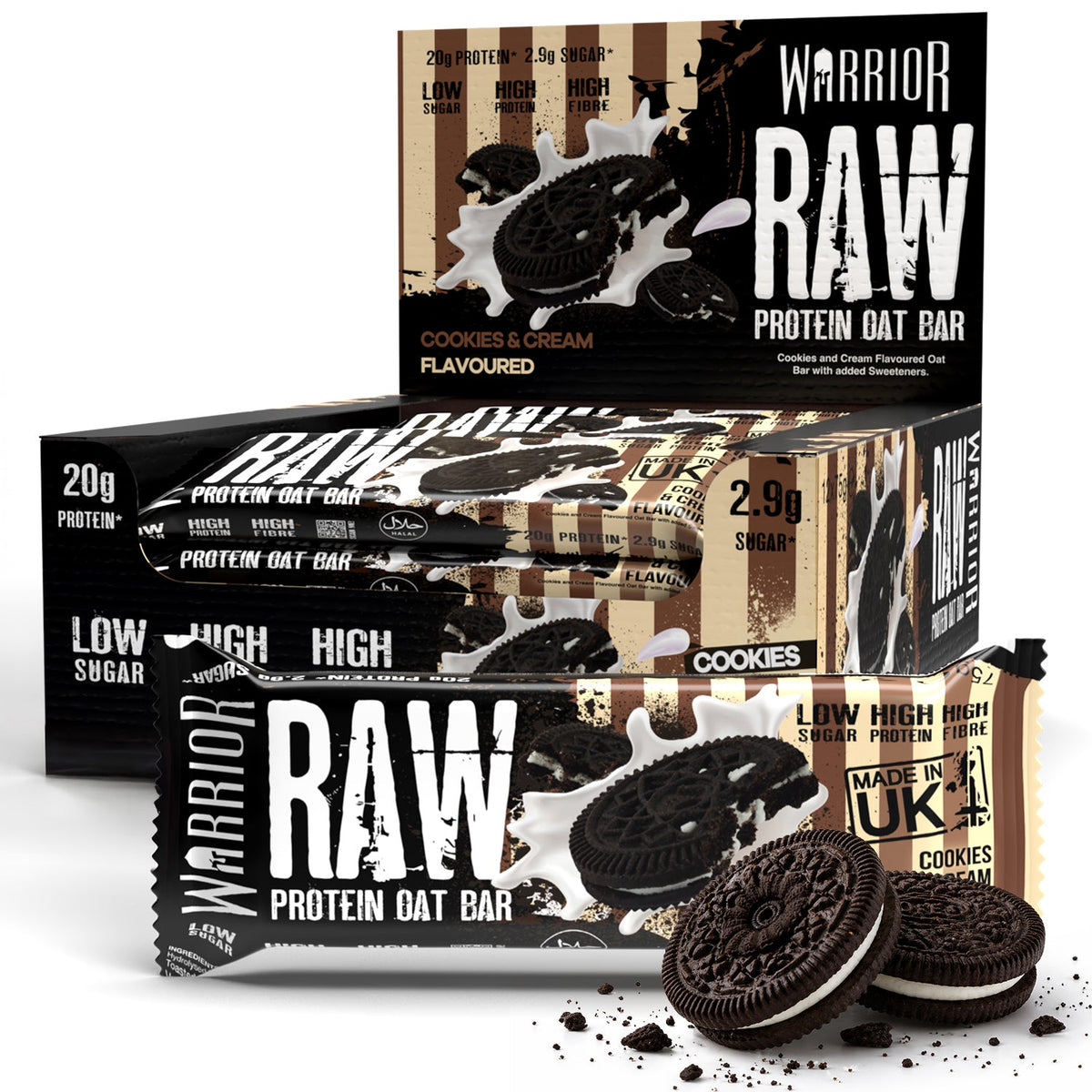 Warrior Raw Protein Flapjack 12x75g Cookies & Cream packshot