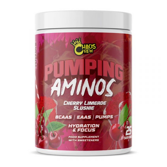 Chaos Crew Pumping Aminos 2.0 325g - Cherry Limeade Slushie product packaging