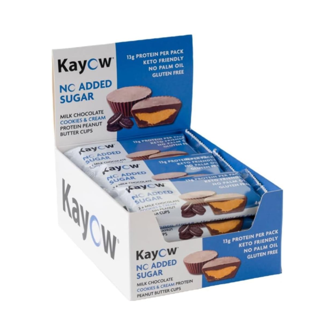 Kayow Nutrition Peanut Butter Cups 12x44g Milk Chocolate Cookies & Cream packshot