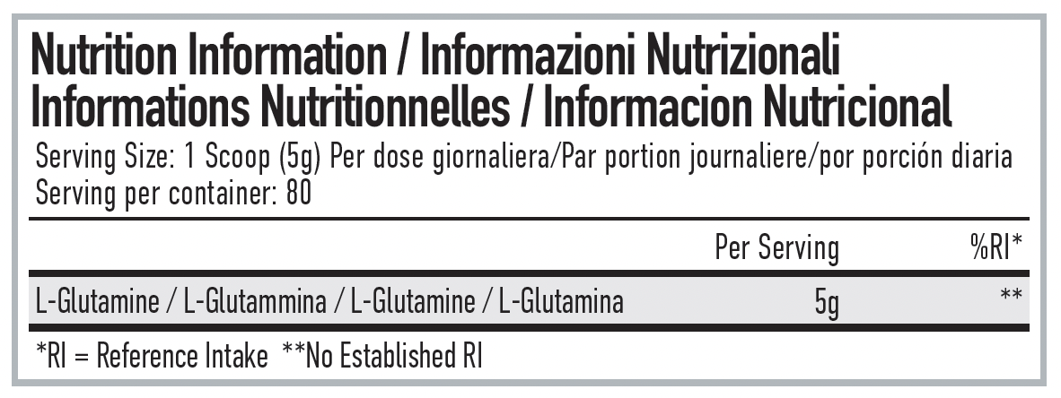 Per4m Glutamine 400g — Unflavoured — nutrition information