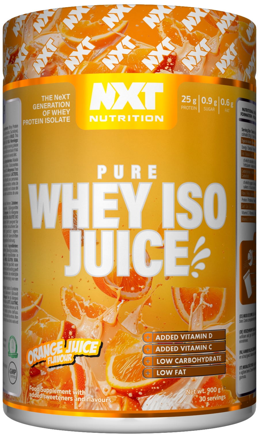 NXT Nutrition Pure Whey ISO Juice 900g Orange Juice packshot