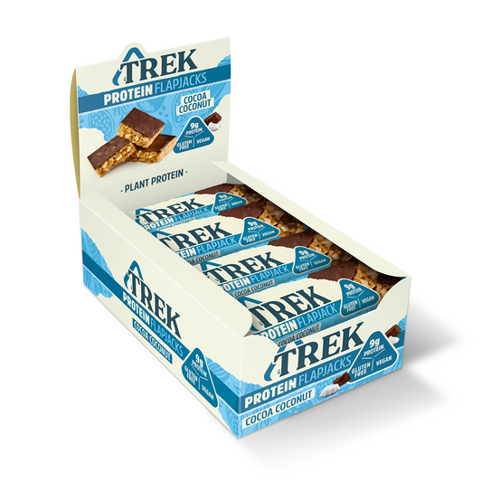 TREK Protein Flapjack 16x50g - Cocoa Coconut product packaging