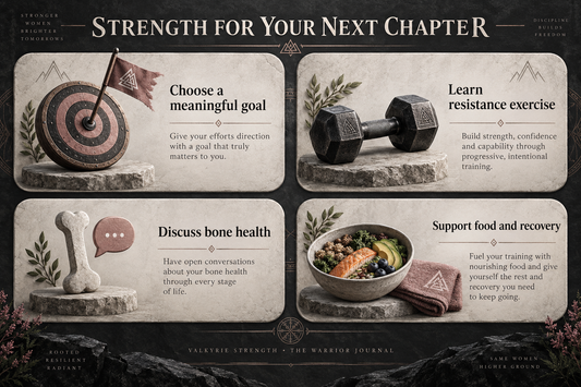 Strength after menopause: choose meaningful goals, learn resistance exercise, discuss bone health and support food and recovery.
