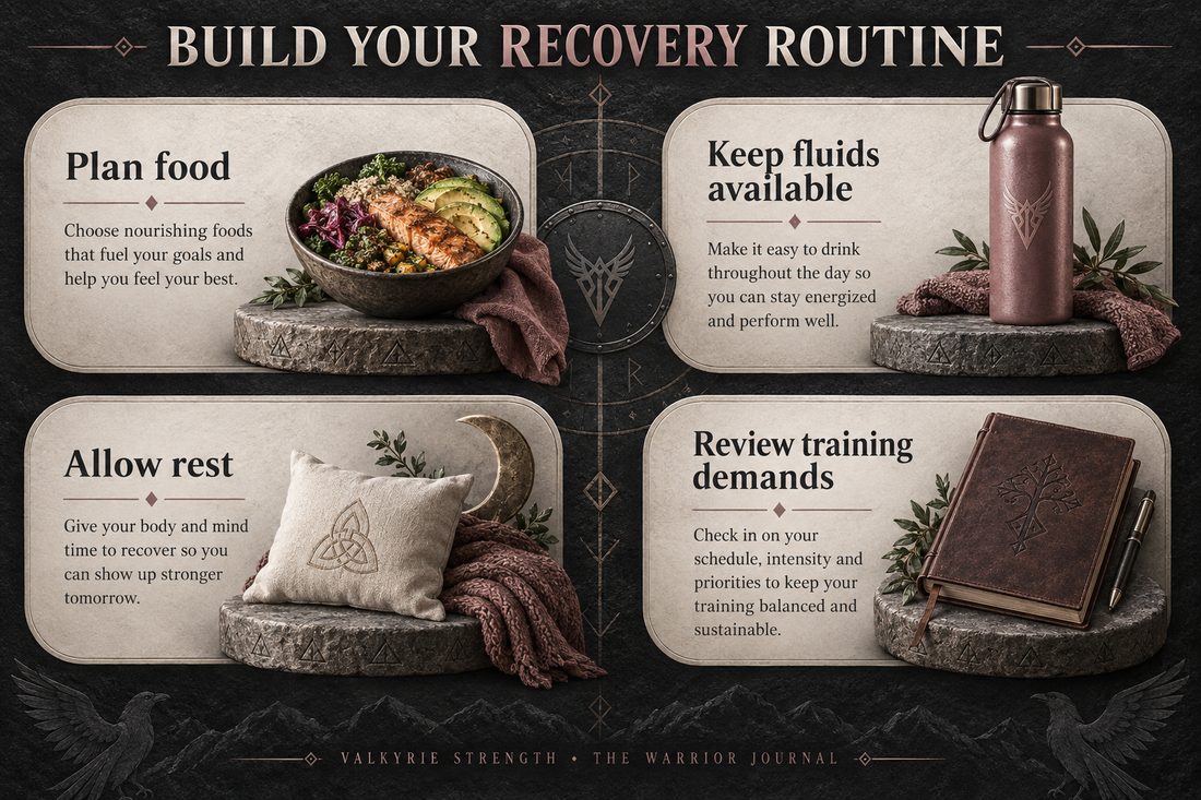 Workout recovery: plan food, keep fluids available, allow rest and review training demands.