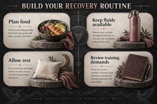 Workout recovery: plan food, keep fluids available, allow rest and review training demands.