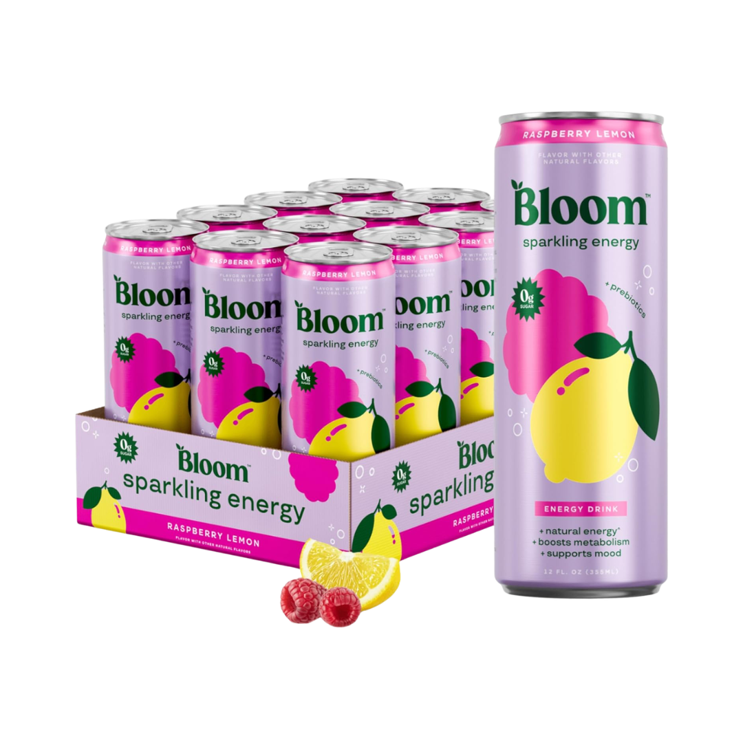 Bloom Sparkling Energy 12x250ml Raspberry Lemon packshot