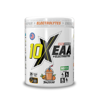 10X Athletic EAA 450g — Tangerine — front of tub