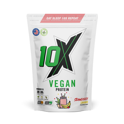 10X Athletic Vegan Protein 540g - Strawberry Banana product packaging