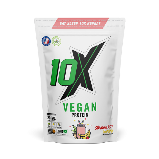 10X Athletic Vegan Protein 540g - Strawberry Banana product packaging