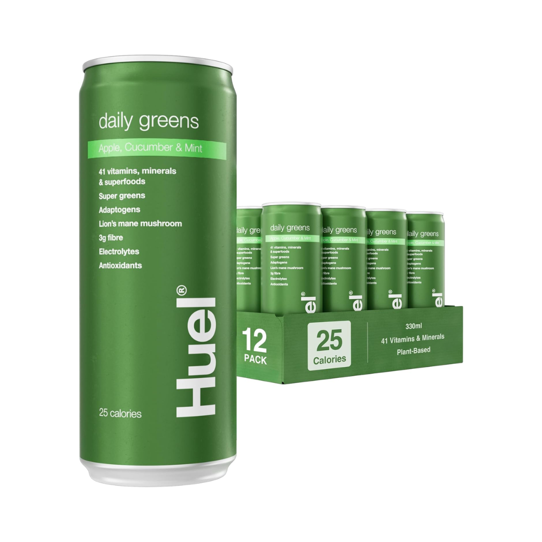 Huel daily greens can + 12-pack, Apple, Cucumber & Mint