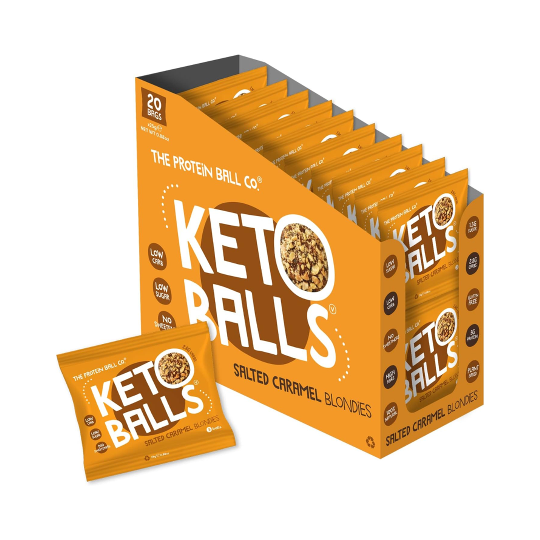 The Protein Ball Co Keto Ball Snack 20x25g Salted Caramel Blondies packshot