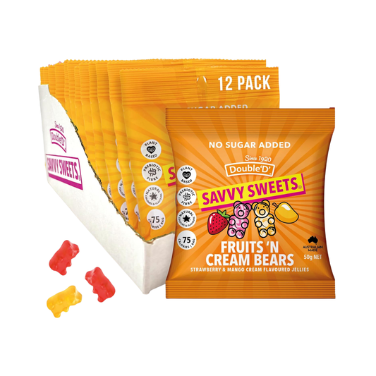 Savvy Sweets FRUITS 'N' CREAM BEARS 12-pack box and bag