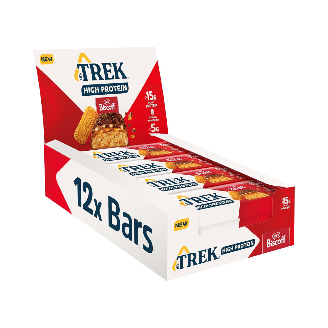 Trek High Protein Low Sugar 12x55g Biscoff packshot