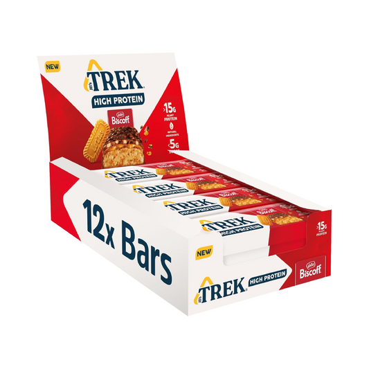Trek High Protein Low Sugar 12x55g Biscoff packshot