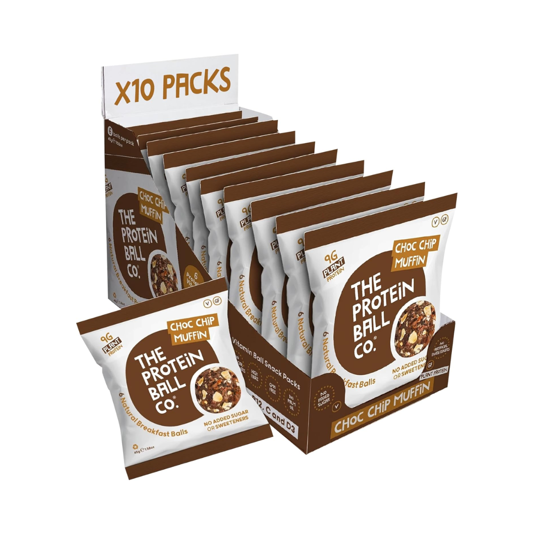 The Protein Ball Co Breakfast To-Go 10-pack, choc chip muffin