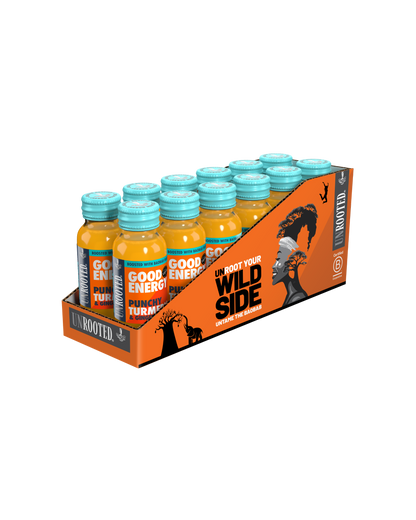UNROOTED Drinks Health Shot 12x60ml - Good Energy - Punchy Turmeric & Ginger
