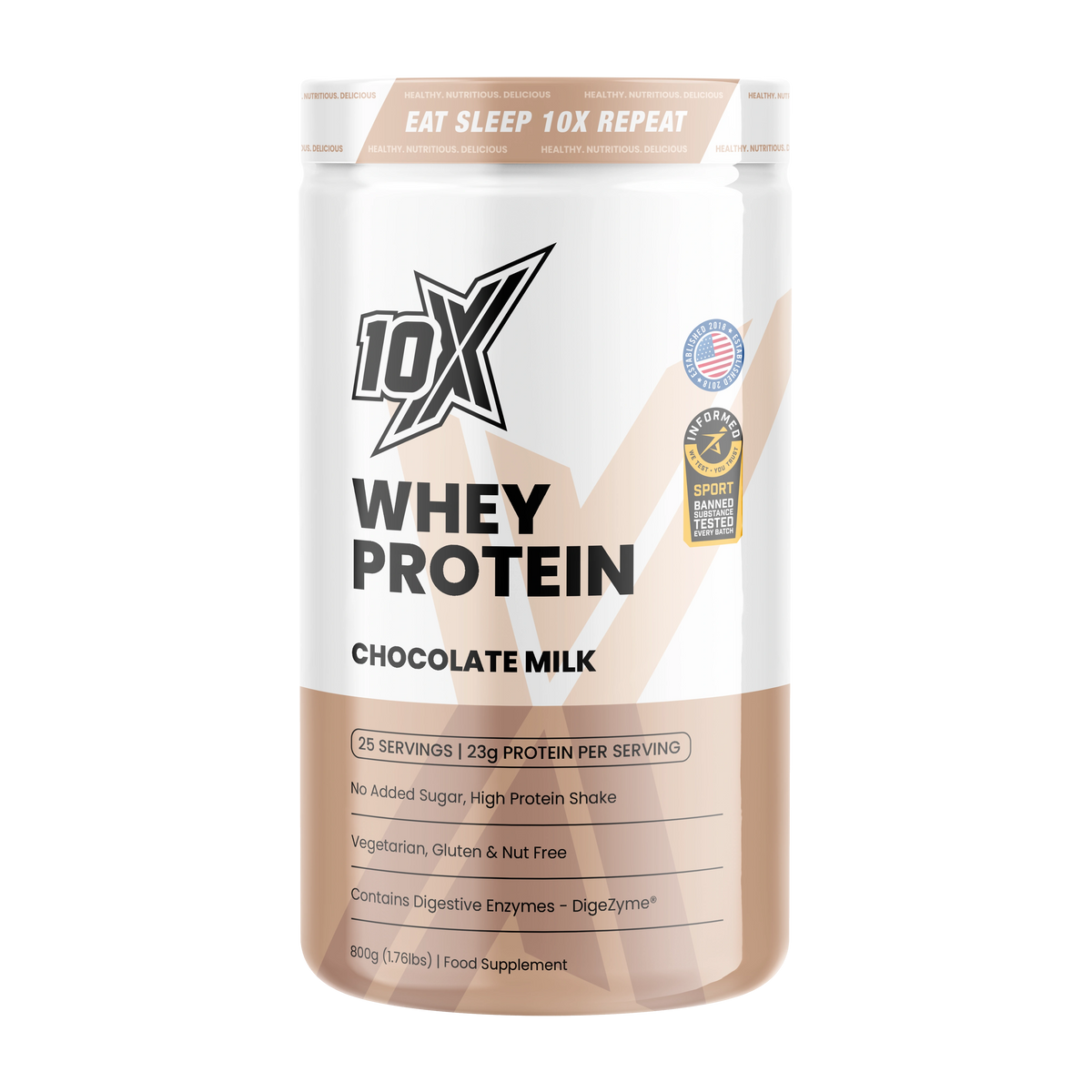 10X Athletic 10X Whey Protein 800g Chocolate Milk packshot