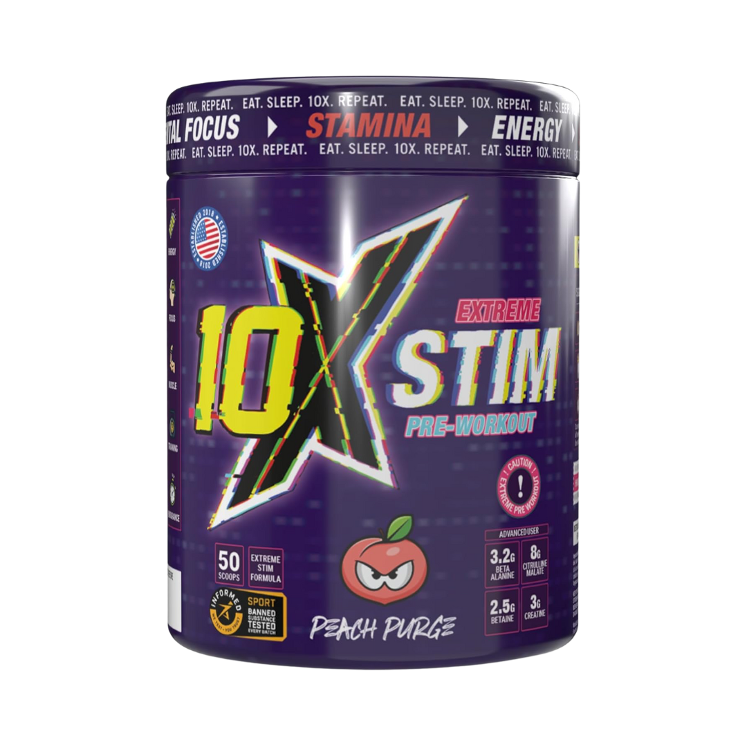 10X Athletic STIM 600g Peach Purge packshot