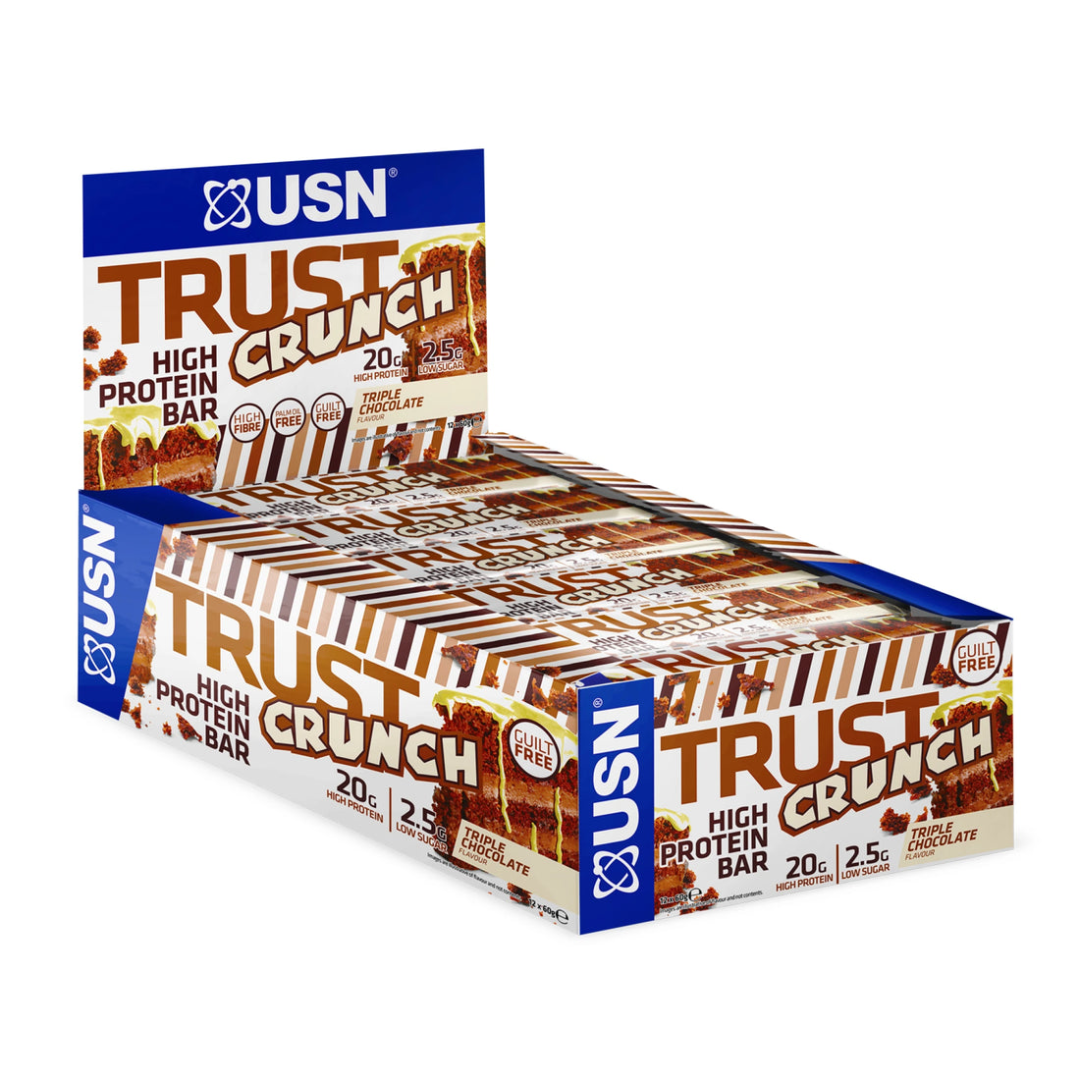 USN Trust Crunch Bars 12x60g Triple Chocolate packshot