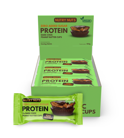 Nutry Nuts Zero Added Sugar Protein Peanut Butter Cups 12x42g - Dark Choc & Peanut