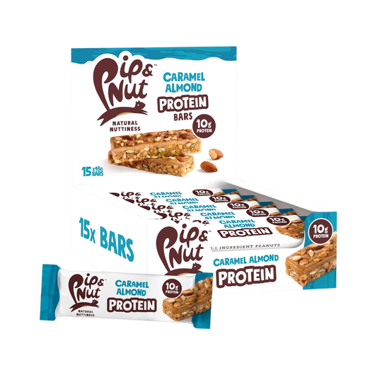 Pip & Nut Protein Bar 15x45g Caramel Almond packshot