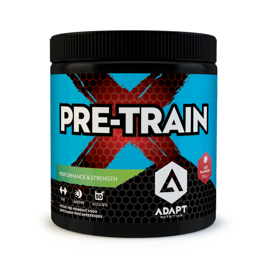 Adapt Nutrition PreTRAINx 350g - Iced Raspberry product packaging