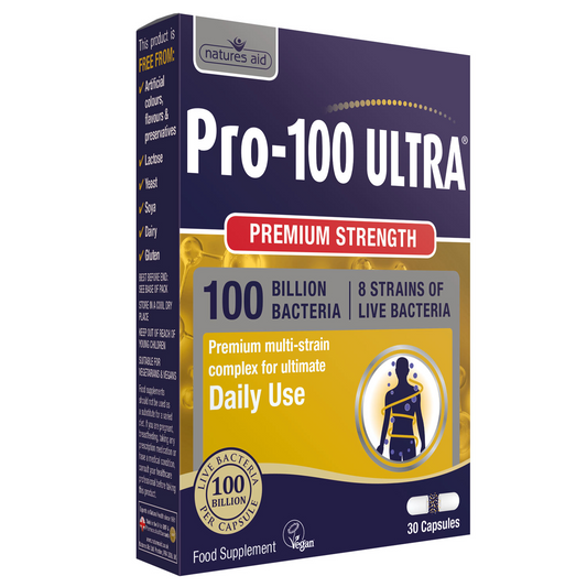 Natures Aid Pro-100 Ultra 8 Strain Complex 30 Caps — AID002