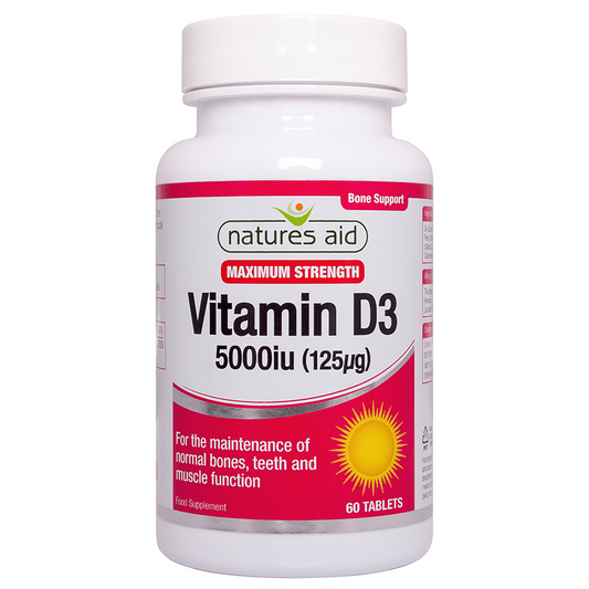 Natures Aid Vitamin D3 5000iu (125ug) High Strength 60 Tabs — AID014
