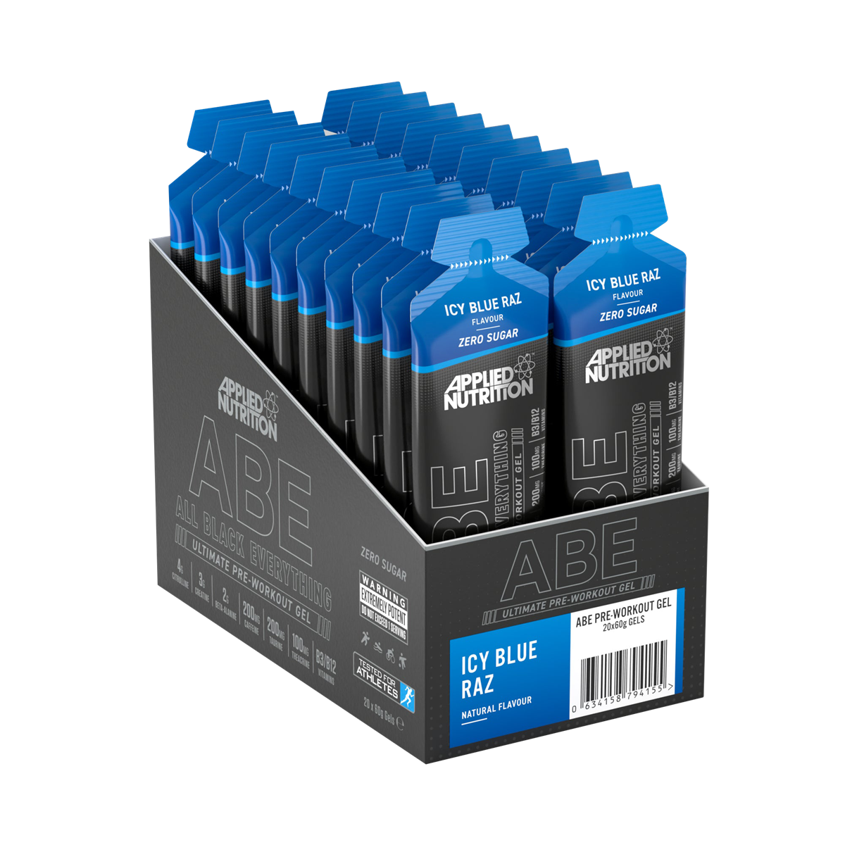 Applied Nutrition ABE (All Black Everything) Pre Workout Gel 20x60g - Icy Blue Raz product packaging