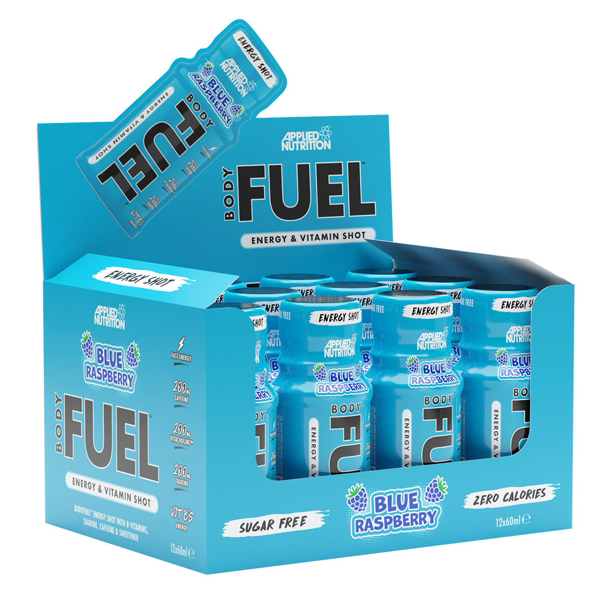 Applied Nutrition Body Fuel Energy Shots 12x60ml - Blue Raspberry product packaging