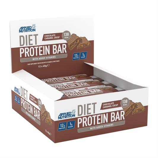 Applied Nutrition Diet Protein Bar 12x45g - Chocolate Caramel Crisp product packaging