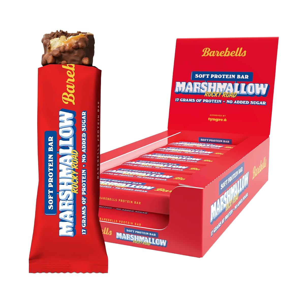 Barebells Soft Protein Bar 12x55g - Marshmallow Rocky Road product packaging