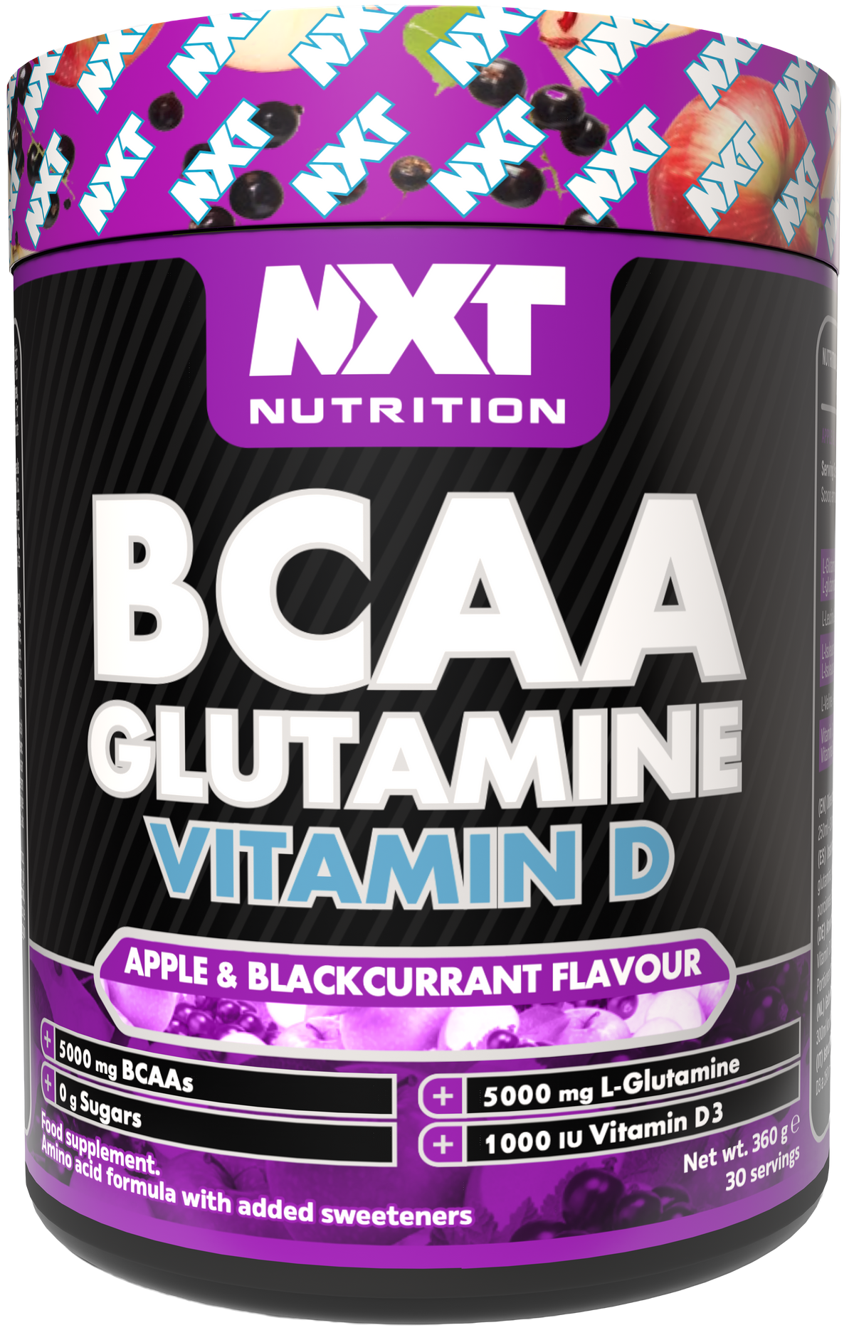 NXT Nutrition BCAA, Glutamine & Vit D 360g Apple & Blackcurrant packshot