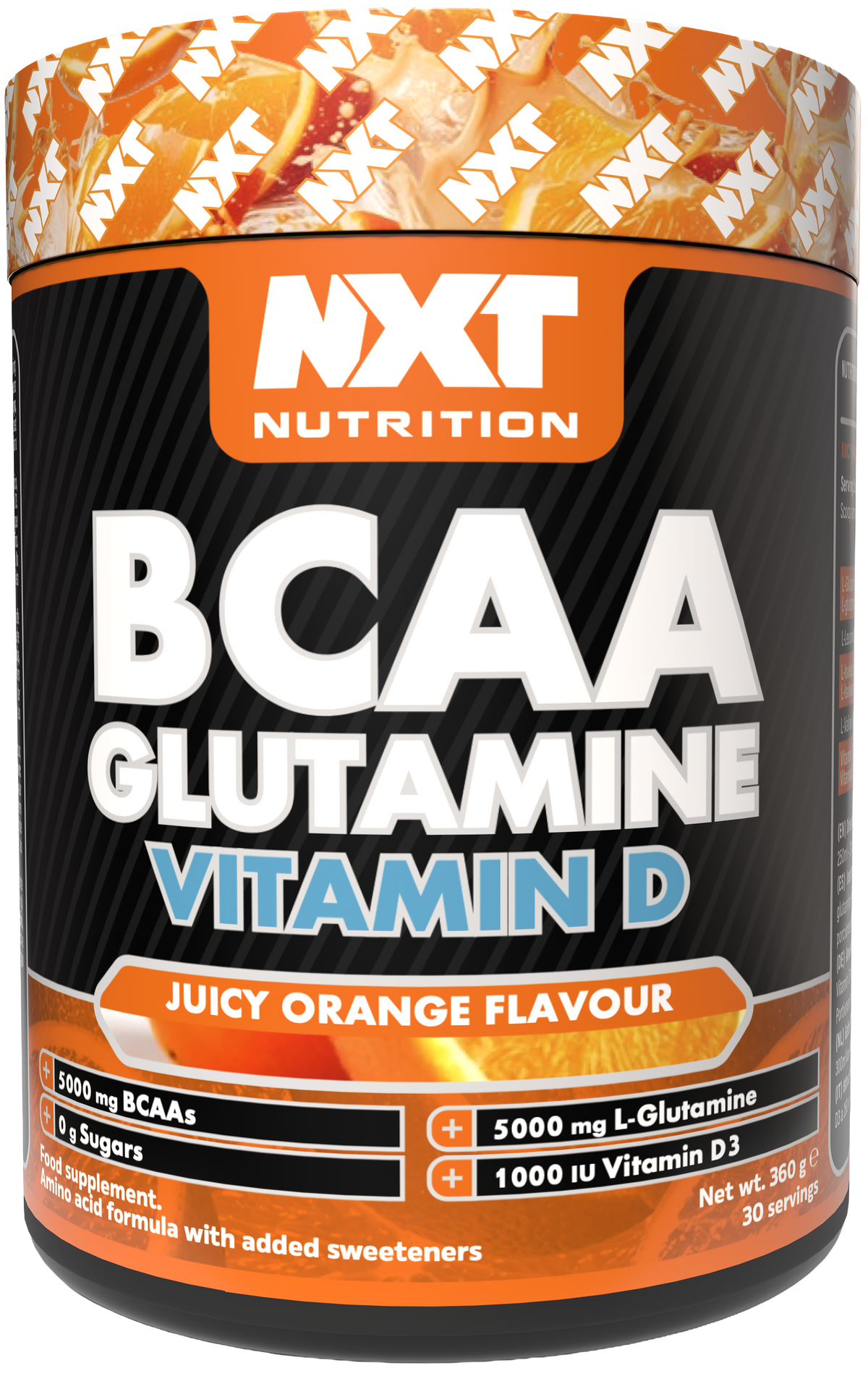 NXT Nutrition BCAA, Glutamine & Vit D 360g Orange packshot