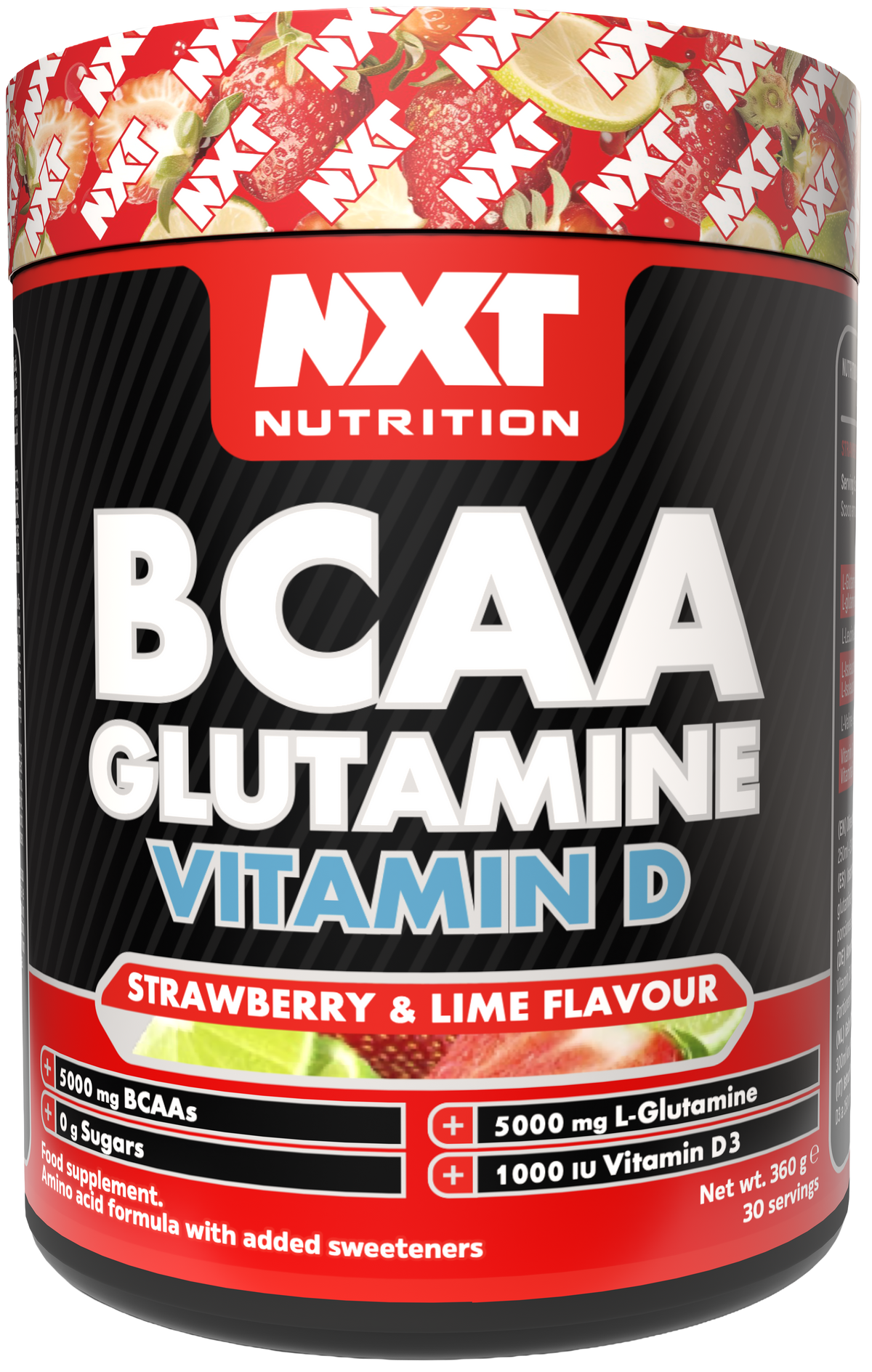 NXT Nutrition BCAA, Glutamine & Vit D 360g Strawberry Lime packshot