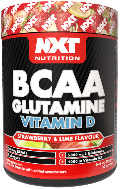 NXT Nutrition BCAA, Glutamine & Vit D 360g Strawberry Lime packshot