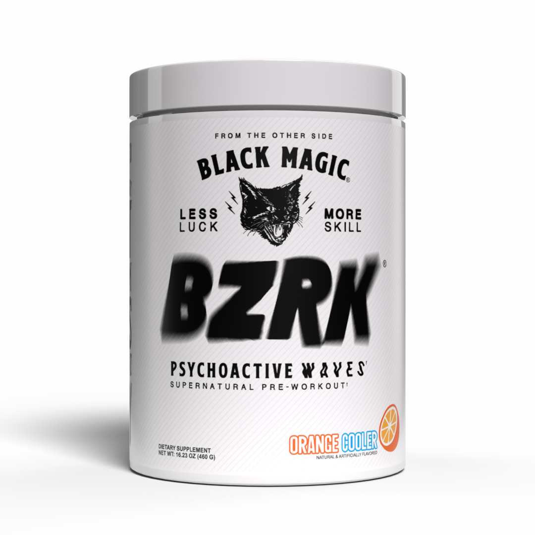Black Magic BZRK Pre-Workout 487.5g - Orange Cooler product packaging