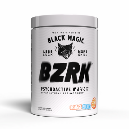 Black Magic BZRK Pre-Workout 487.5g - Orange Cooler product packaging