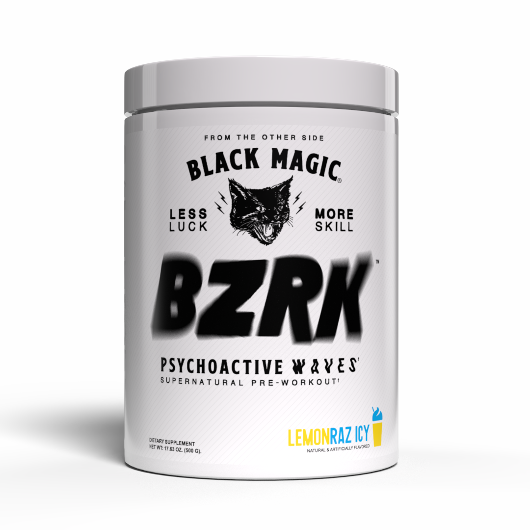 Black Magic BZRK Pre-Workout 487.5g - Lemonraz Icy product packaging