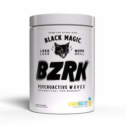 Black Magic BZRK Pre-Workout 487.5g - Lemonraz Icy product packaging
