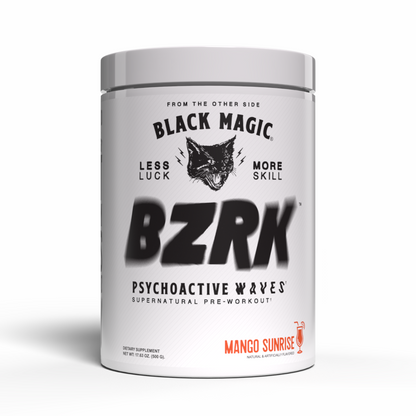 Black Magic BZRK Pre-Workout 487.5g - Mango Sunrise product packaging