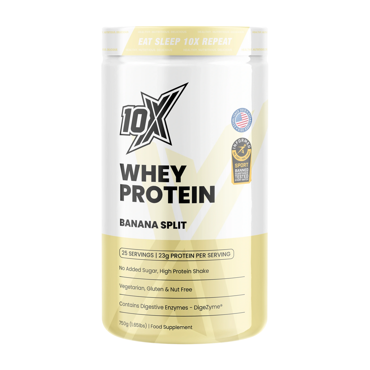 10X Athletic 10X Whey Protein 750g Banana Split packshot